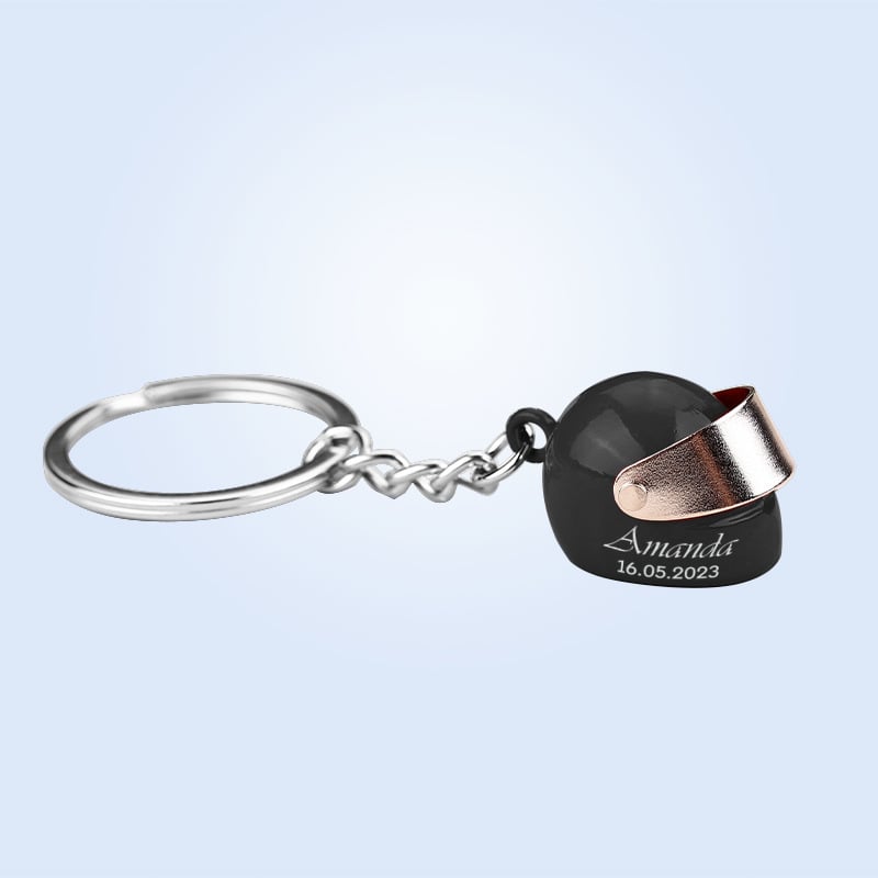 Custom Name Motorcycle Helmet Keyring
