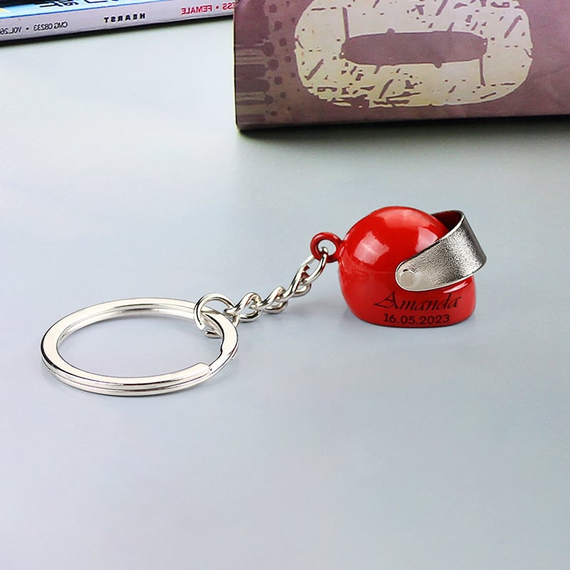 Custom Name Motorcycle Helmet Keyring