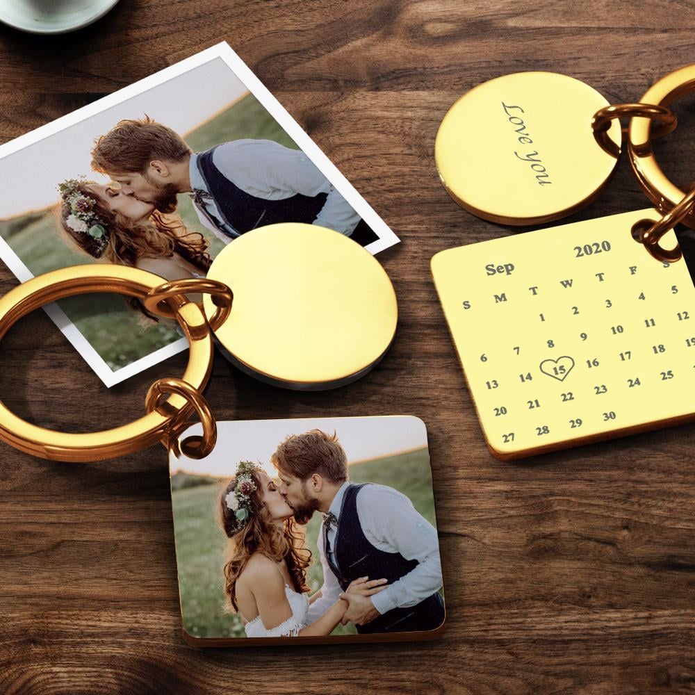 🔥Custom Photo Keychain Engraved Calendar Keychain Gifts Black🎁